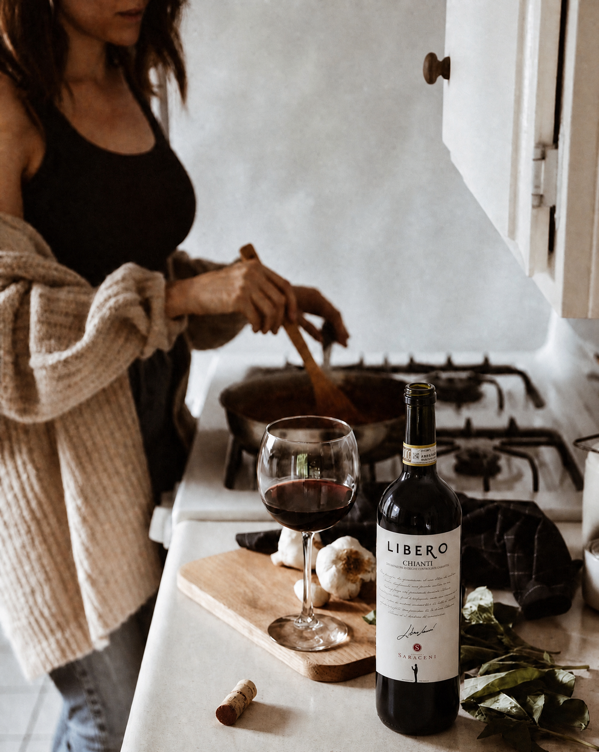 Lifestyle shot of Libero Chianti DOCG styled with food
