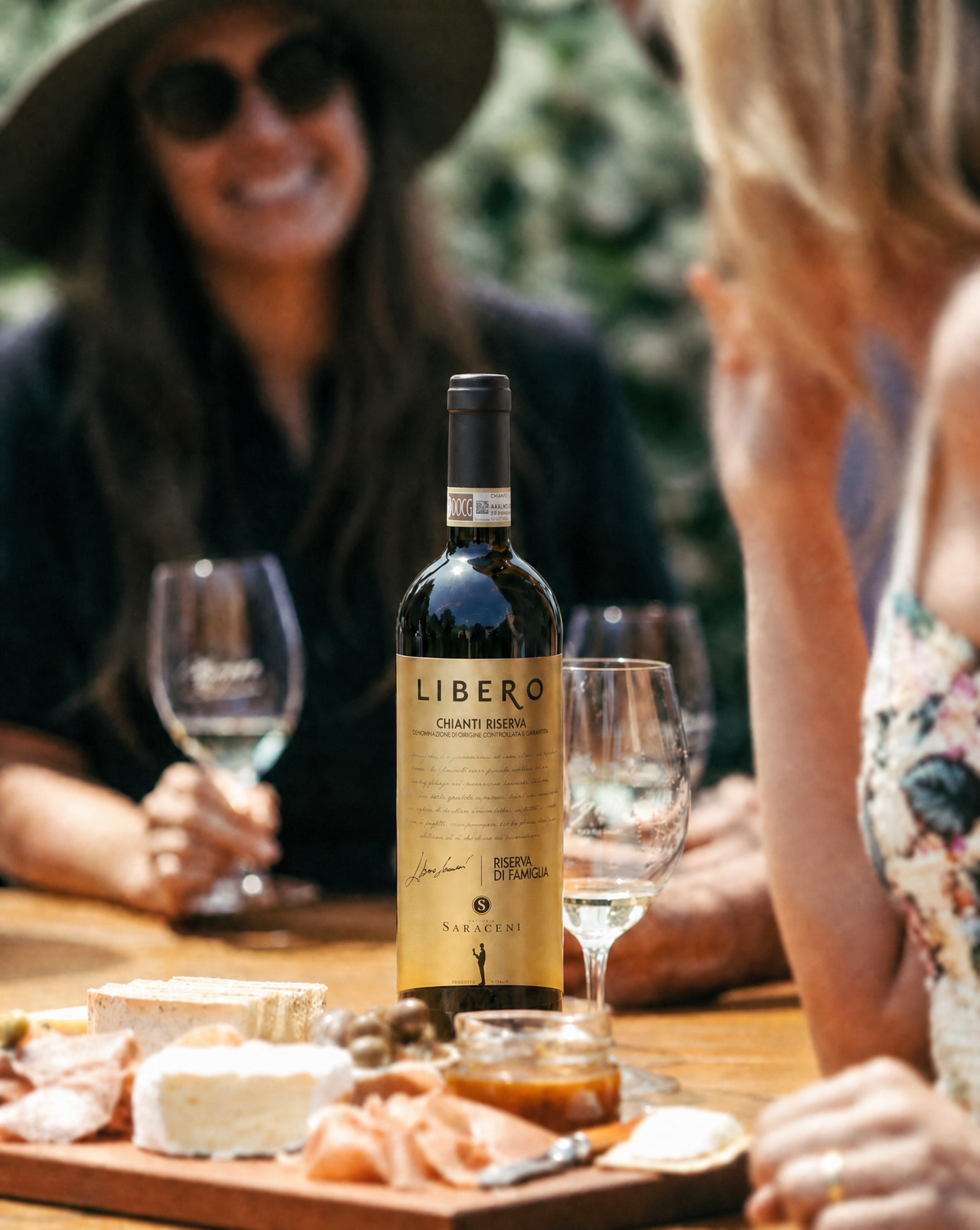 Lifestyle shot of Libero Riserva di Famiglia Chianti reserve wine