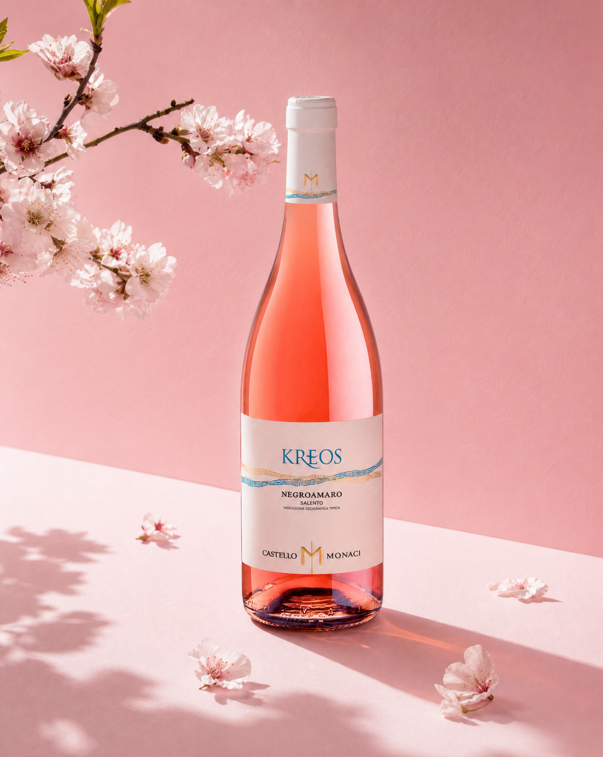 Kreos Rosé — bright pink dry rosé wine, 750ml, Saraceni Wines (product shot)