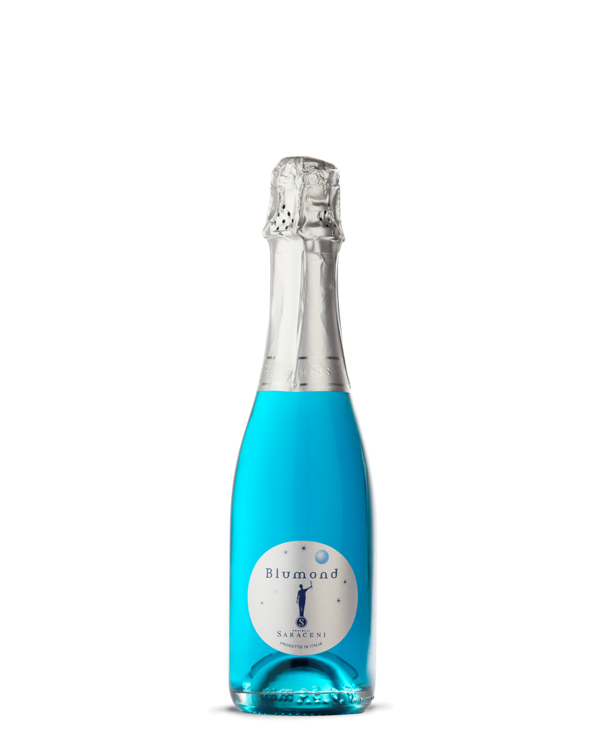 Baby Blumond 6 pack — six mini 375ml bottles of Saraceni sparkling blue bubbly wine, ideal for weddings and gifting