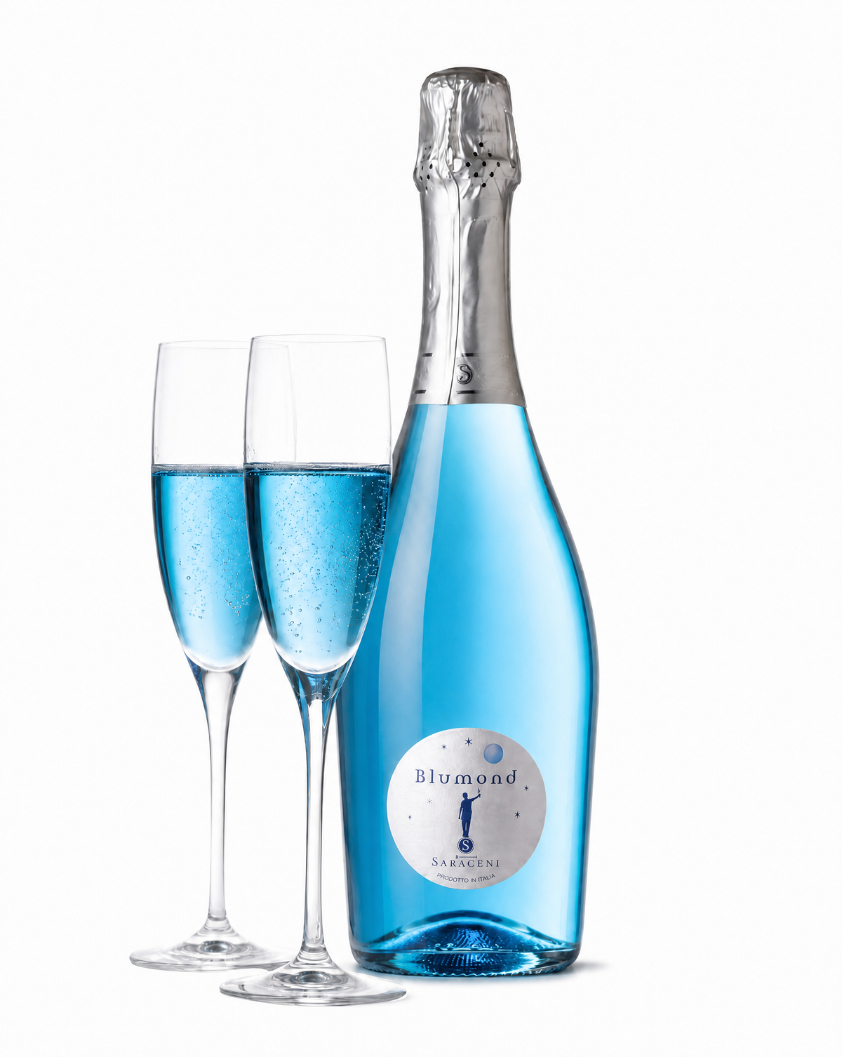 Blumond Blue Bubbly — bright blue Italian sparkling sweet wine, 750ml, Saraceni Wines